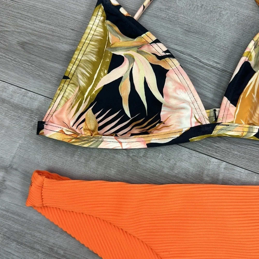 ☀️BILLABONG☀️ WAVE TRIBE CECI TRI TANLINES TANGA BIKINI SET